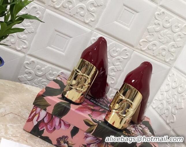 Fashion Luxury Dolce & Gabbana DG Patent Leather Pumps 10.5cm Red/Gold 111339