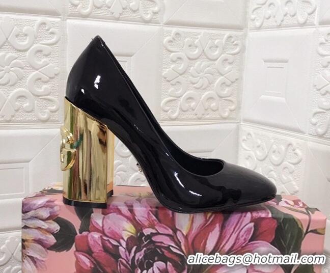 Discount Dolce & Gabbana DG Patent Leather Pumps 10.5cm 111339 Black/Gold