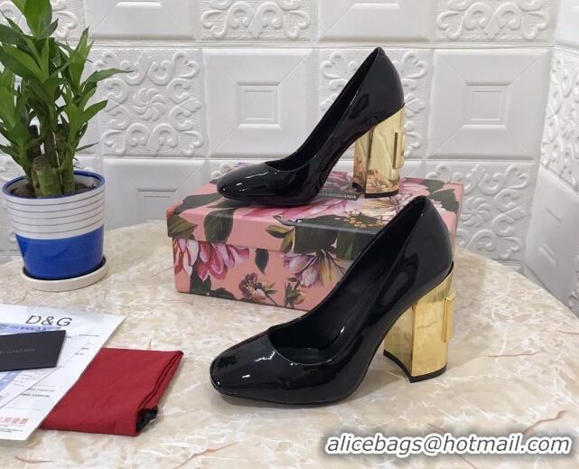 Discount Dolce & Gabbana DG Patent Leather Pumps 10.5cm 111339 Black/Gold