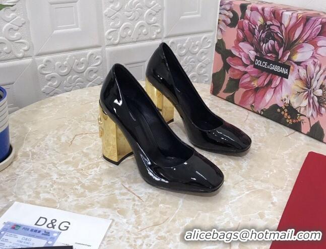 Discount Dolce & Gabbana DG Patent Leather Pumps 10.5cm 111339 Black/Gold