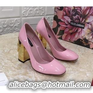 Best Price Dolce & Gabbana DG Patent Leather Pumps 10.5cm 111339 Light Pink/Gold