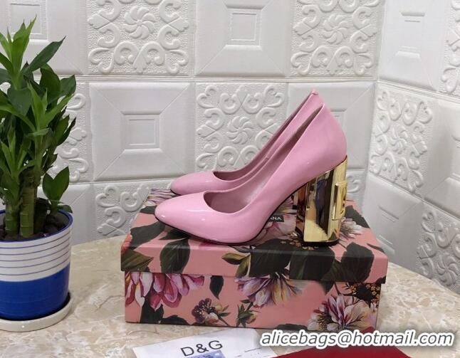 Best Price Dolce & Gabbana DG Patent Leather Pumps 10.5cm 111339 Light Pink/Gold