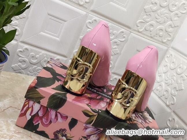 Best Price Dolce & Gabbana DG Patent Leather Pumps 10.5cm 111339 Light Pink/Gold