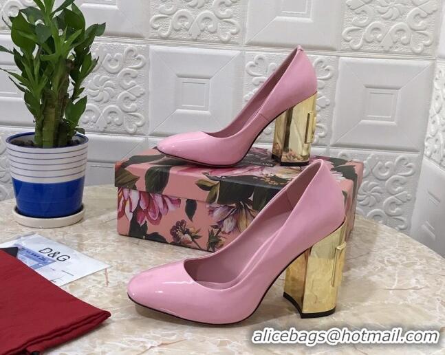 Best Price Dolce & Gabbana DG Patent Leather Pumps 10.5cm 111339 Light Pink/Gold