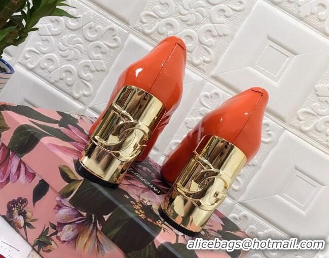 Perfect Dolce & Gabbana DG Patent Leather Pumps 10.5cm 111339 Orange/Gold