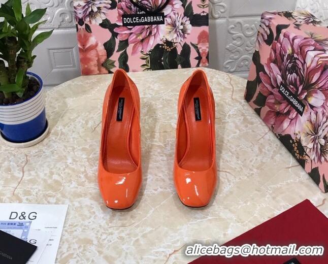 Perfect Dolce & Gabbana DG Patent Leather Pumps 10.5cm 111339 Orange/Gold