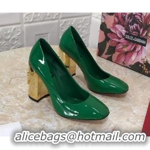 Trendy Design Dolce & Gabbana DG Patent Leather Pumps 10.5cm 111339 Green/Gold