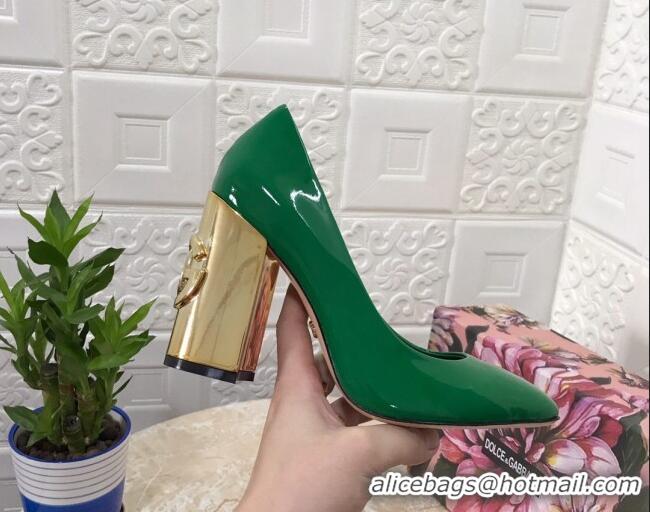 Trendy Design Dolce & Gabbana DG Patent Leather Pumps 10.5cm 111339 Green/Gold