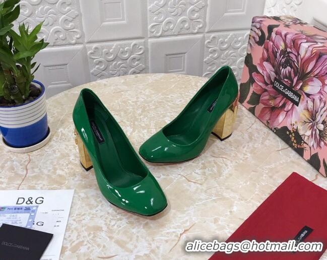 Trendy Design Dolce & Gabbana DG Patent Leather Pumps 10.5cm 111339 Green/Gold