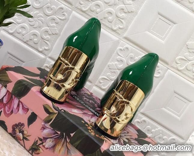 Trendy Design Dolce & Gabbana DG Patent Leather Pumps 10.5cm 111339 Green/Gold