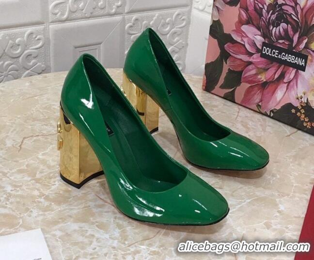 Trendy Design Dolce & Gabbana DG Patent Leather Pumps 10.5cm 111339 Green/Gold