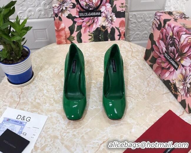 Trendy Design Dolce & Gabbana DG Patent Leather Pumps 10.5cm 111339 Green/Gold