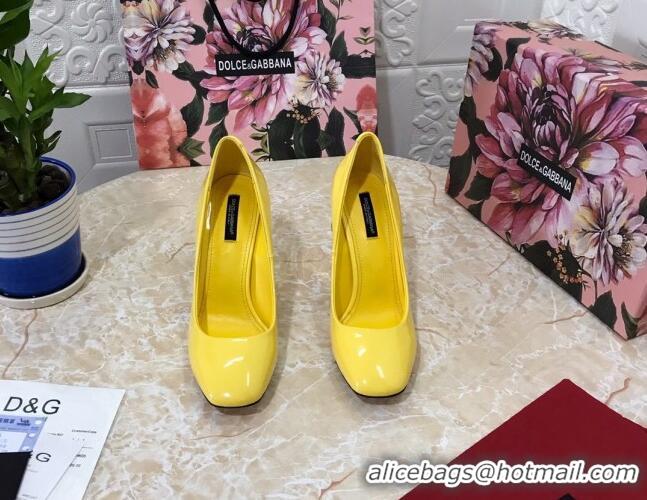 Low Price Dolce & Gabbana DG Patent Leather Pumps 10.5cm 111339 Yellow/Gold