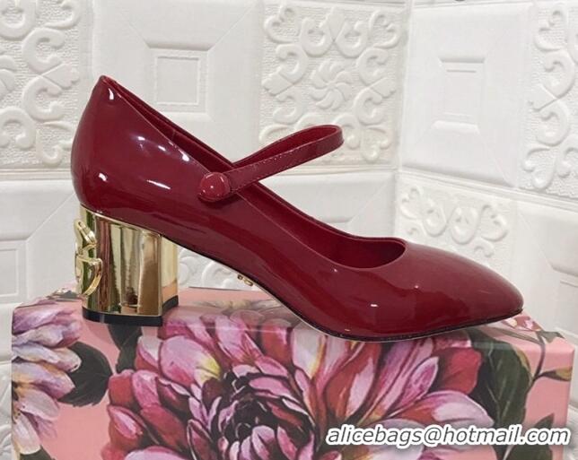 Best Quality Dolce & Gabbana DG Patent Leather Mary Janes Pumps 111501 Red/Gold