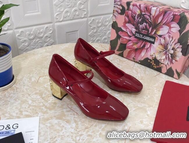 Best Quality Dolce & Gabbana DG Patent Leather Mary Janes Pumps 111501 Red/Gold