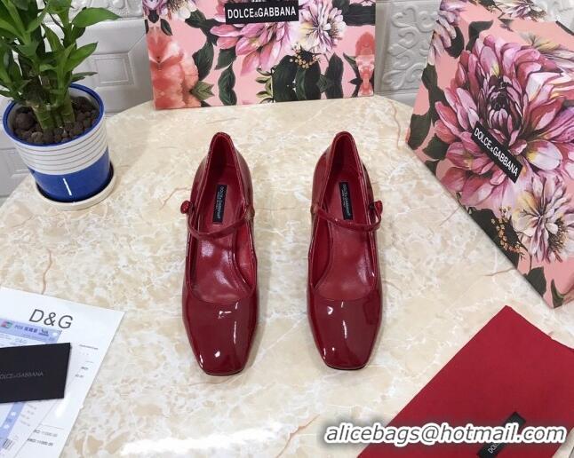 Best Quality Dolce & Gabbana DG Patent Leather Mary Janes Pumps 111501 Red/Gold