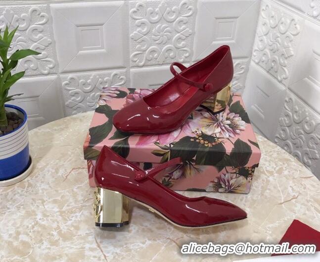 Best Quality Dolce & Gabbana DG Patent Leather Mary Janes Pumps 111501 Red/Gold