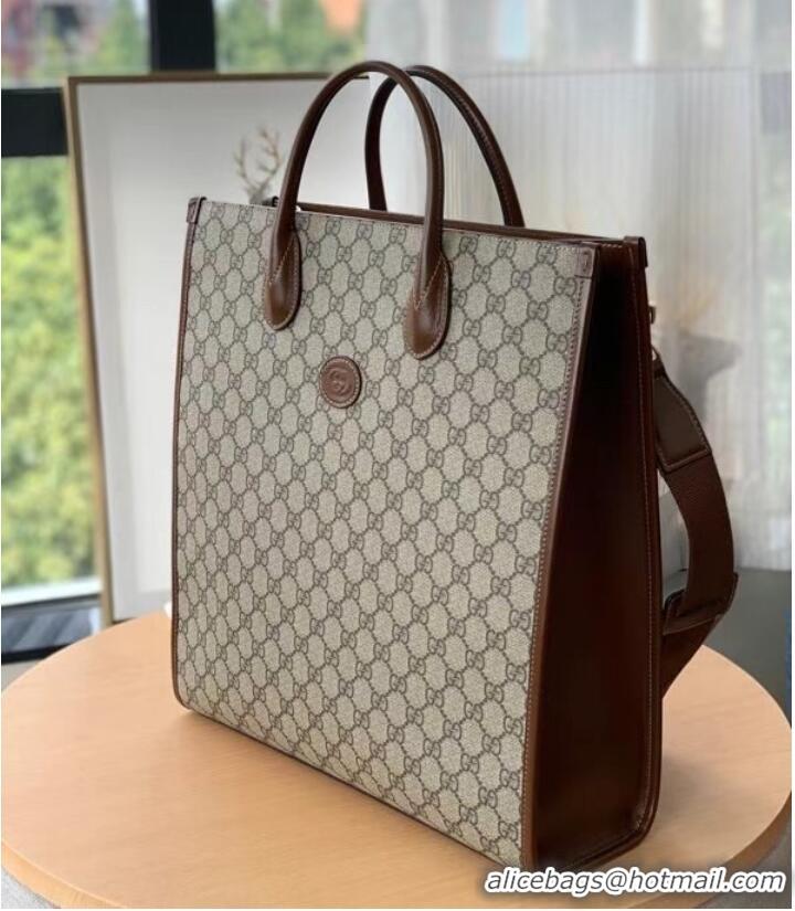 Super Quality Gucci Medium tote with Interlocking G 674155 brown