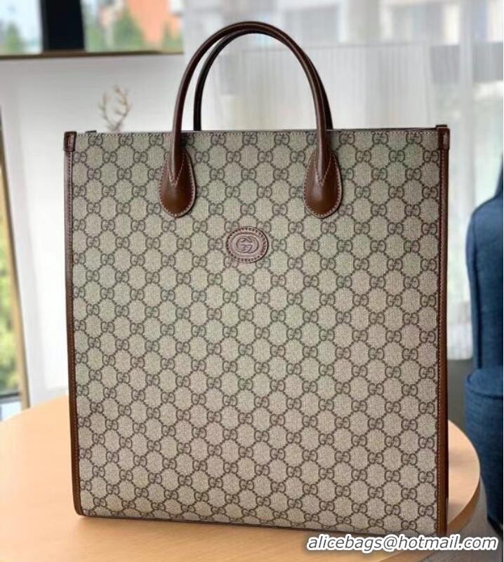 Super Quality Gucci Medium tote with Interlocking G 674155 brown