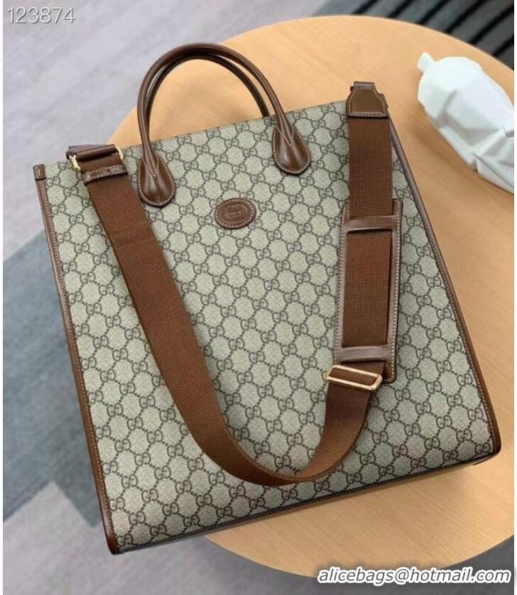 Super Quality Gucci Medium tote with Interlocking G 674155 brown