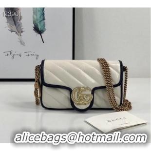 Super Quality Gucci Online Exclusive GG Marmont mini bag 574969 White&blue