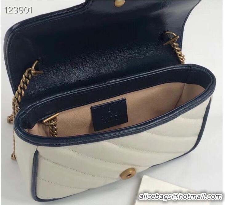 Super Quality Gucci Online Exclusive GG Marmont mini bag 574969 White&blue