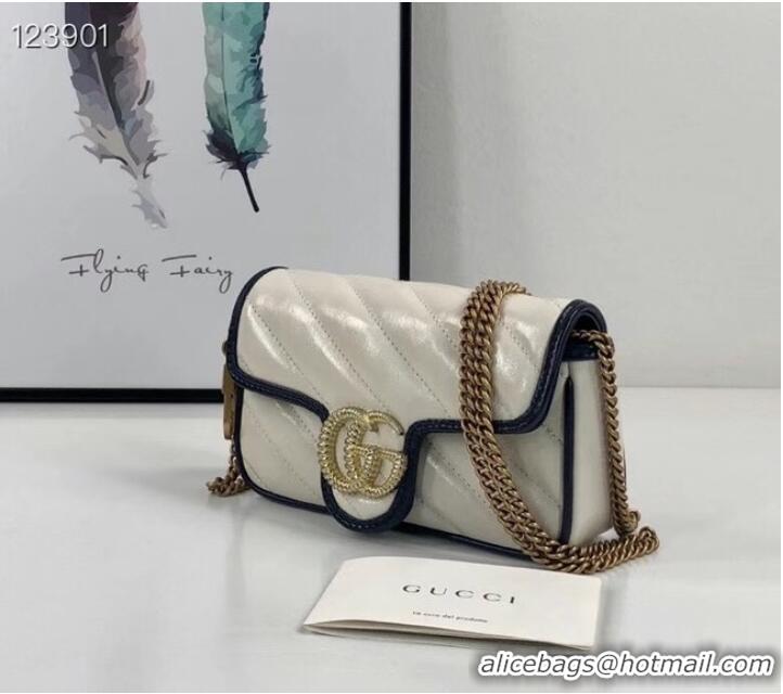 Super Quality Gucci Online Exclusive GG Marmont mini bag 574969 White&blue