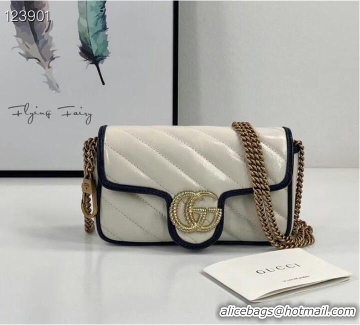 Super Quality Gucci Online Exclusive GG Marmont mini bag 574969 White&blue