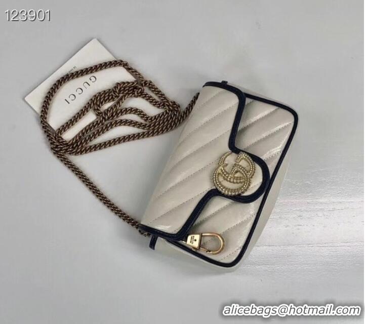 Super Quality Gucci Online Exclusive GG Marmont mini bag 574969 White&blue