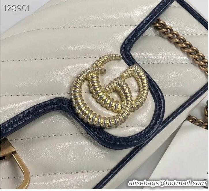 Super Quality Gucci Online Exclusive GG Marmont mini bag 574969 White&blue