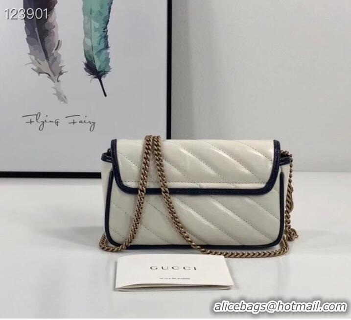 Super Quality Gucci Online Exclusive GG Marmont mini bag 574969 White&blue