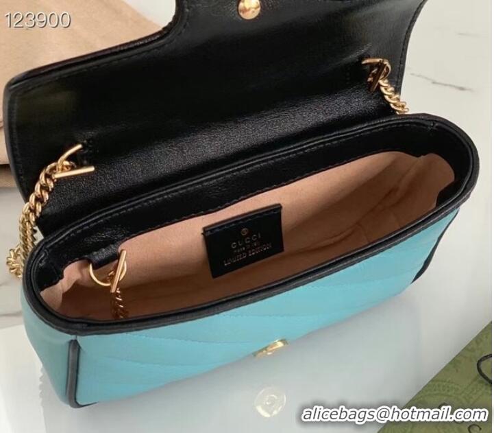 Top Quality Gucci Online Exclusive GG Marmont mini bag 574969 light blue