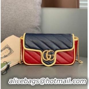 Popular Style Gucci Online Exclusive GG Marmont mini bag 574969 Blue and dark red