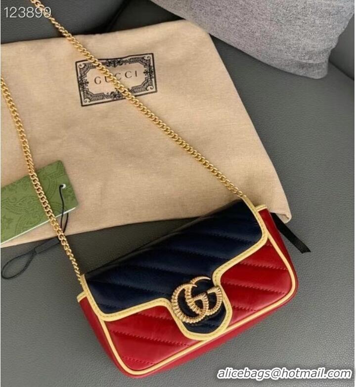 Popular Style Gucci Online Exclusive GG Marmont mini bag 574969 Blue and dark red