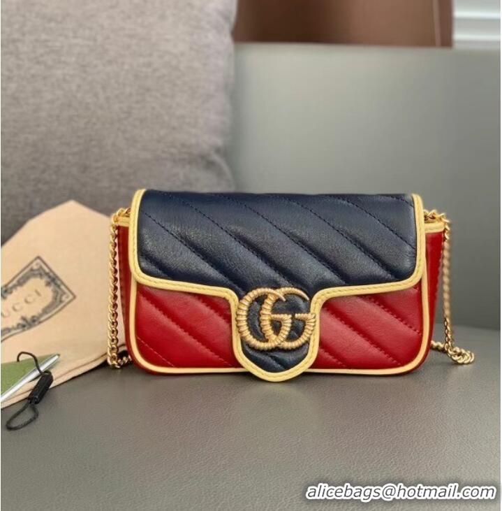 Popular Style Gucci Online Exclusive GG Marmont mini bag 574969 Blue and dark red