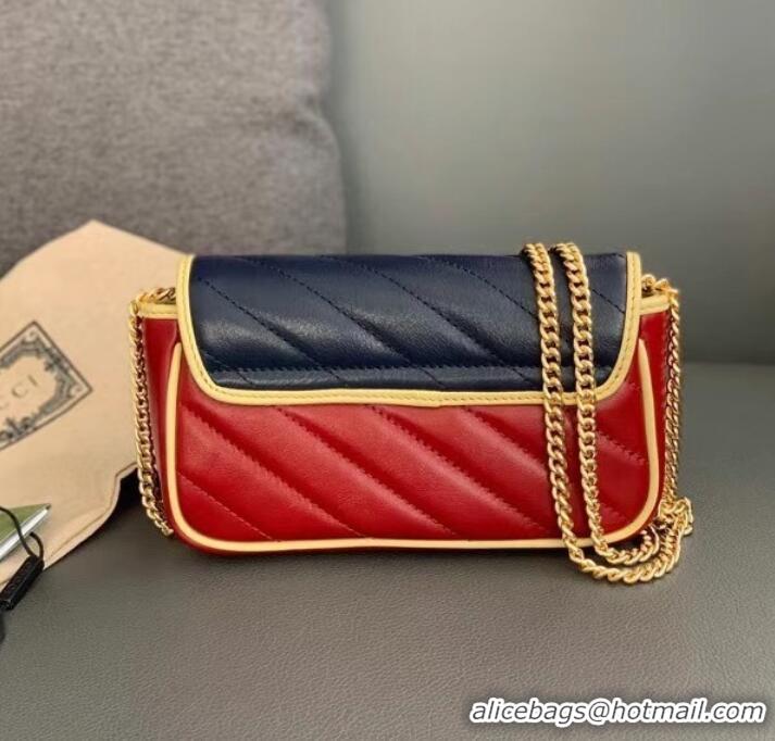 Popular Style Gucci Online Exclusive GG Marmont mini bag 574969 Blue and dark red