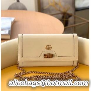 Buy Cheapest Gucci Diana chain wallet with bamboo 658243 white