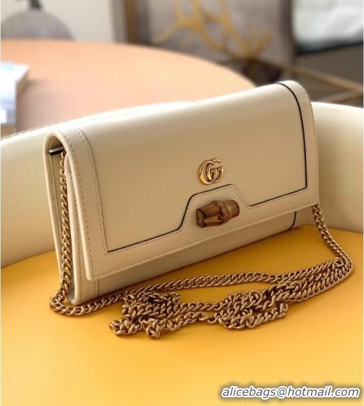 Buy Cheapest Gucci Diana chain wallet with bamboo 658243 white