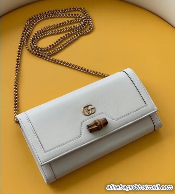 Buy Cheapest Gucci Diana chain wallet with bamboo 658243 white