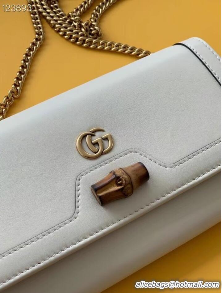 Buy Cheapest Gucci Diana chain wallet with bamboo 658243 white