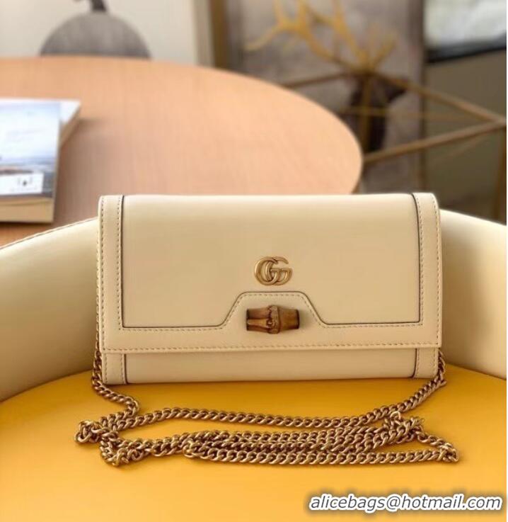 Buy Cheapest Gucci Diana chain wallet with bamboo 658243 white