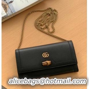 Well Crafted Gucci Diana chain wallet with bamboo 658243 black