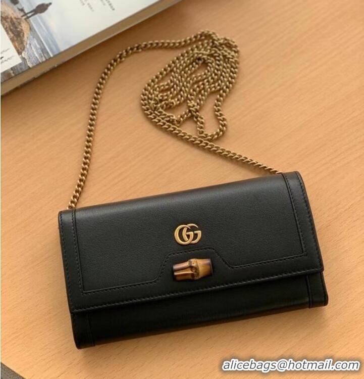 Well Crafted Gucci Diana chain wallet with bamboo 658243 black