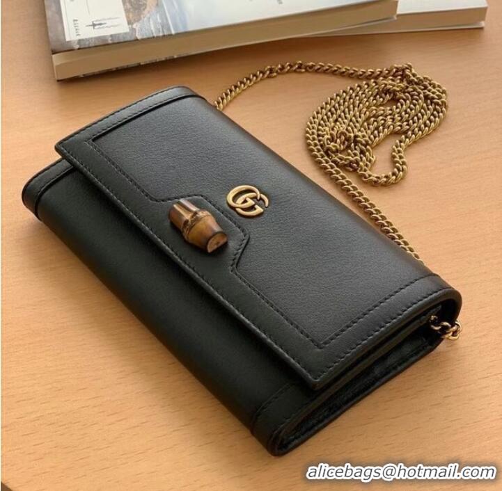 Well Crafted Gucci Diana chain wallet with bamboo 658243 black