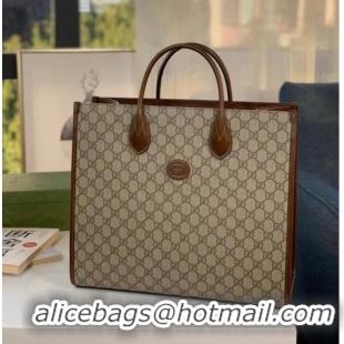 Super Quality Gucci Medium tote with Interlocking G 674148 brown