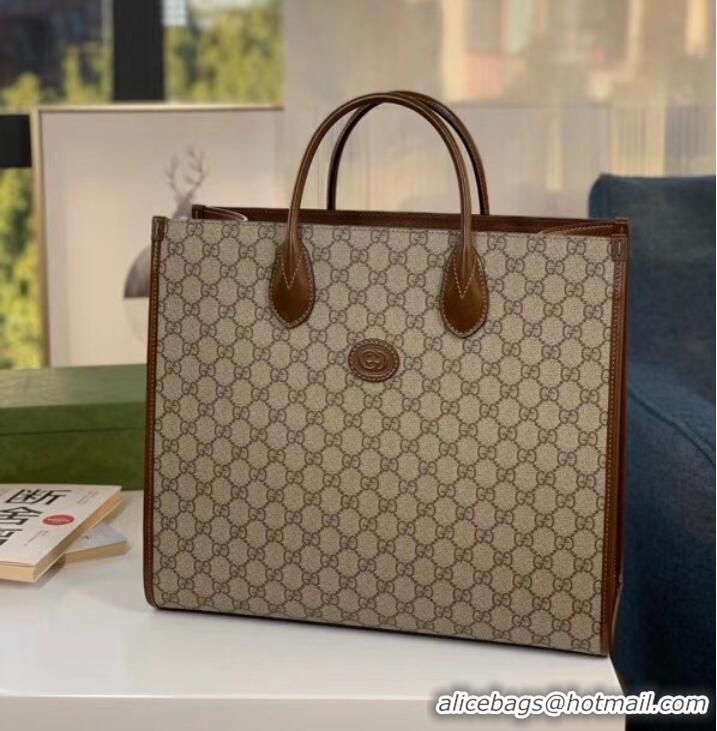 Super Quality Gucci Medium tote with Interlocking G 674148 brown