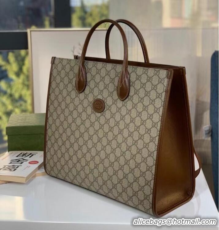 Super Quality Gucci Medium tote with Interlocking G 674148 brown