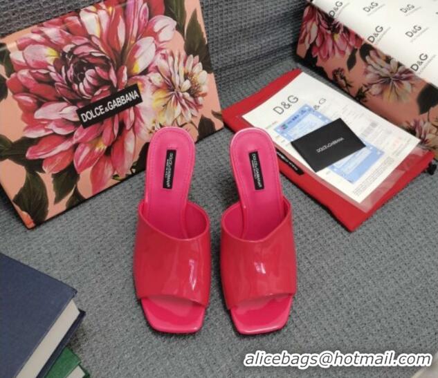 Best Price Dolce & Gabbana DG Calf Leather Slide Sandals 10.5cm 111515 Hot Pink/Gold