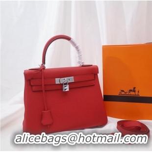 Top Quality Hermes Kelly Shoulder Bag Original TOGO Leather KY3255 red