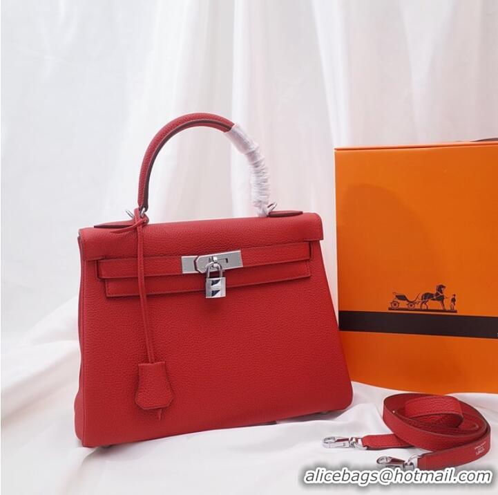 Top Quality Hermes Kelly Shoulder Bag Original TOGO Leather KY3255 red